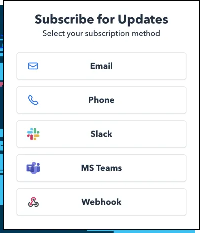 Self- service subscription to receive notifications  screenshot