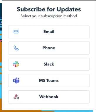 Self- service subscription to receive notifications  screenshot