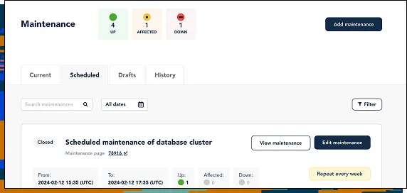 Maintenance Management screenshot