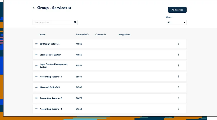 2. Creating Groups and Services screenshot